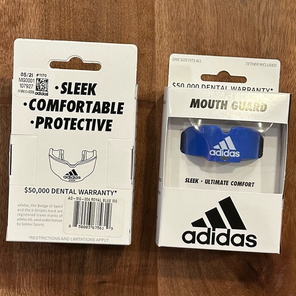 (2) Adidas Blue Mouth Guard Sleek Ultimate Comfort Protective OS NWT - Picture 2 of 2